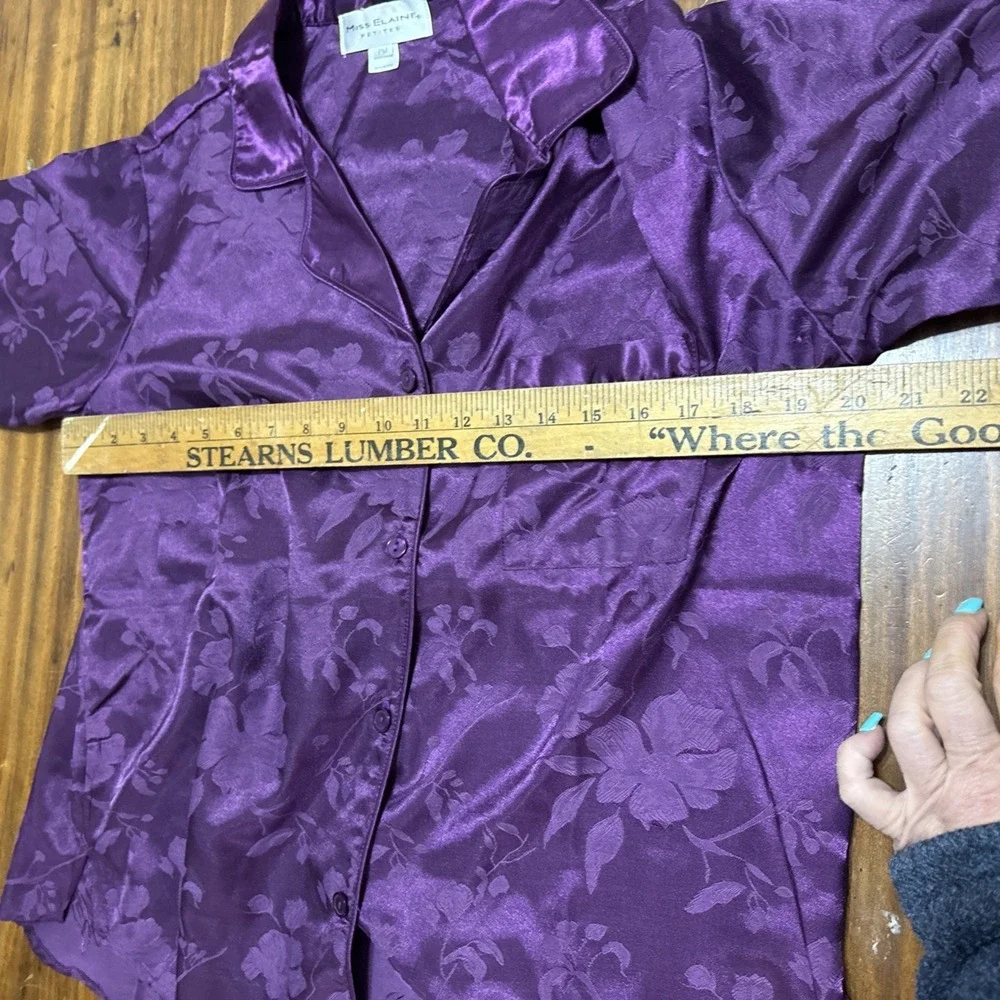 Miss Elaine Purple Silky/Satiny Pajama Set - Size Medium Petite NEW TAGs - Picture 5 of 8